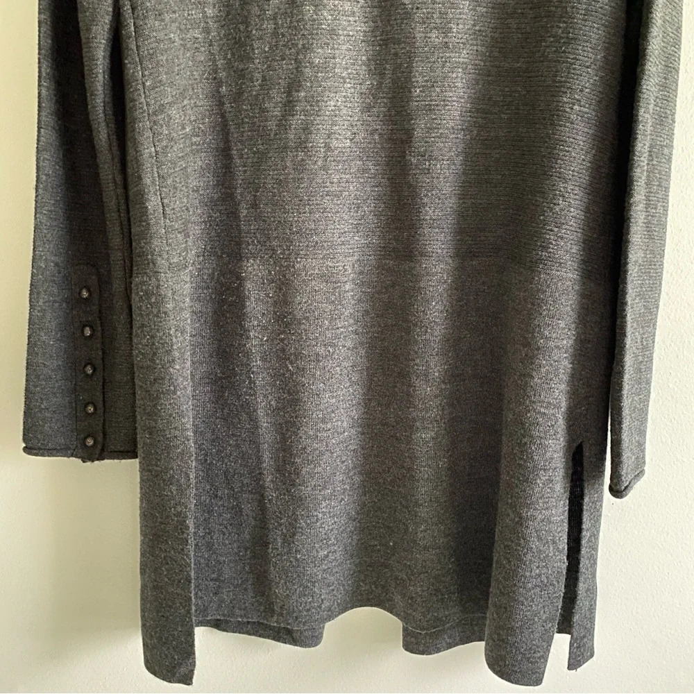 TAHARI Extra Fine Merino Wool Dark Gray Open Cardigan Size L - Picture 10 of 13